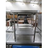 2x Stainless Steel Prep Tables - one with splashback