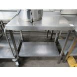 2x Stainless Steel Prep Tables - one with drawer, both with splashback