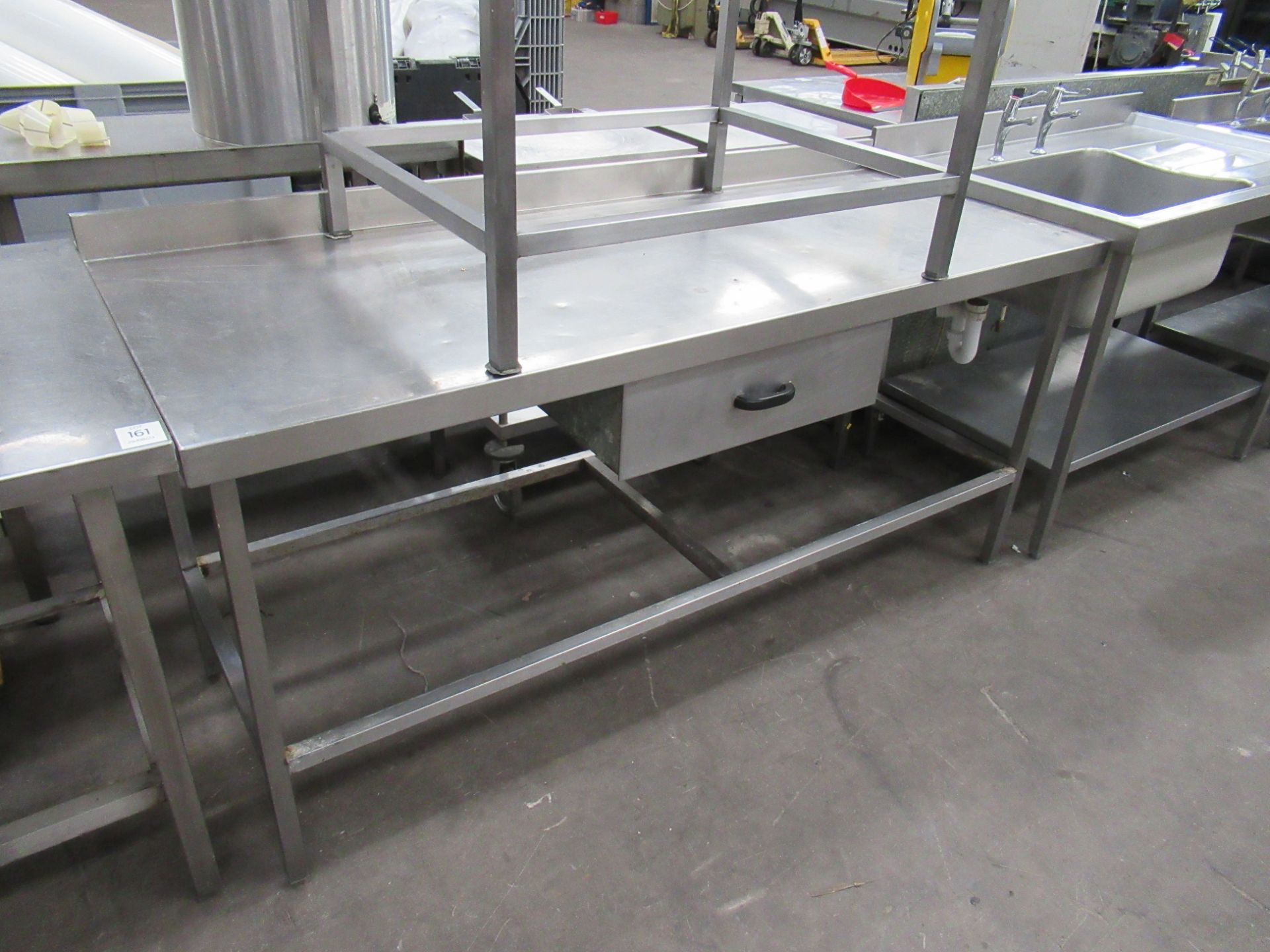 2x Stainless Steel Commercial Catering Prep Tables - one with splashback and single drawer - Image 5 of 7