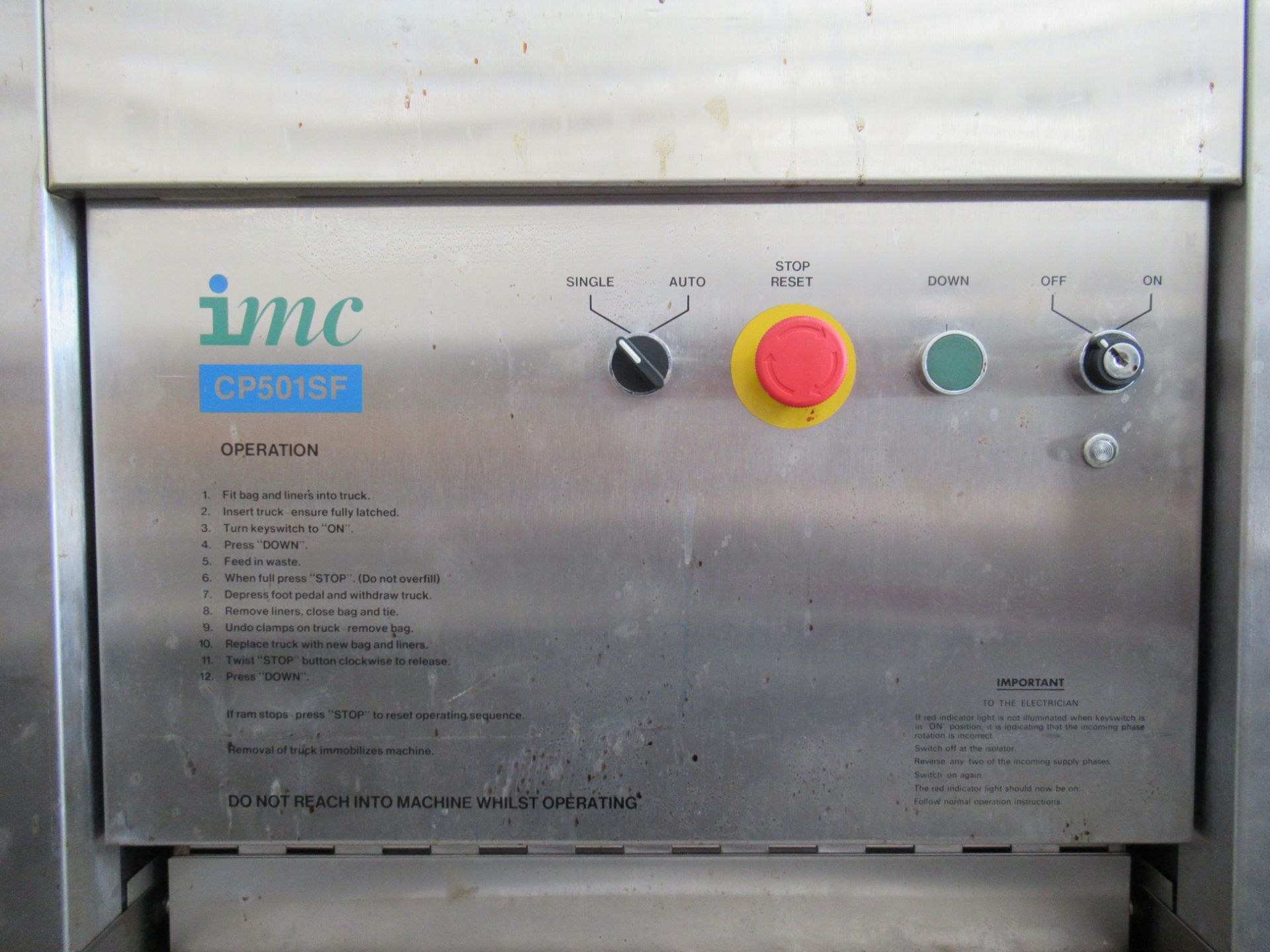 iMC CP501SF Stainless Steel Waste Compactor, 2.8A, 1.1kW, 3ph - Image 3 of 10