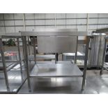 2x Small Stainless Steel Prep Tables - one with single drawer