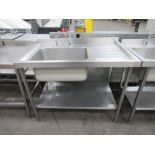 Stainless Steel Commercial Catering Single Basin Sink Unit with Undertier