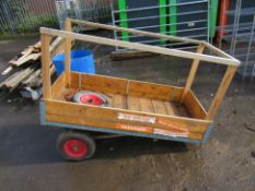 Wooden 2 Wheeled Cart with Spare Wheel