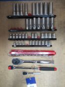 Qty of Incomplete MAC Tools Sockets and 3x Ratchets - 1/4", 3/8" and 1/2"