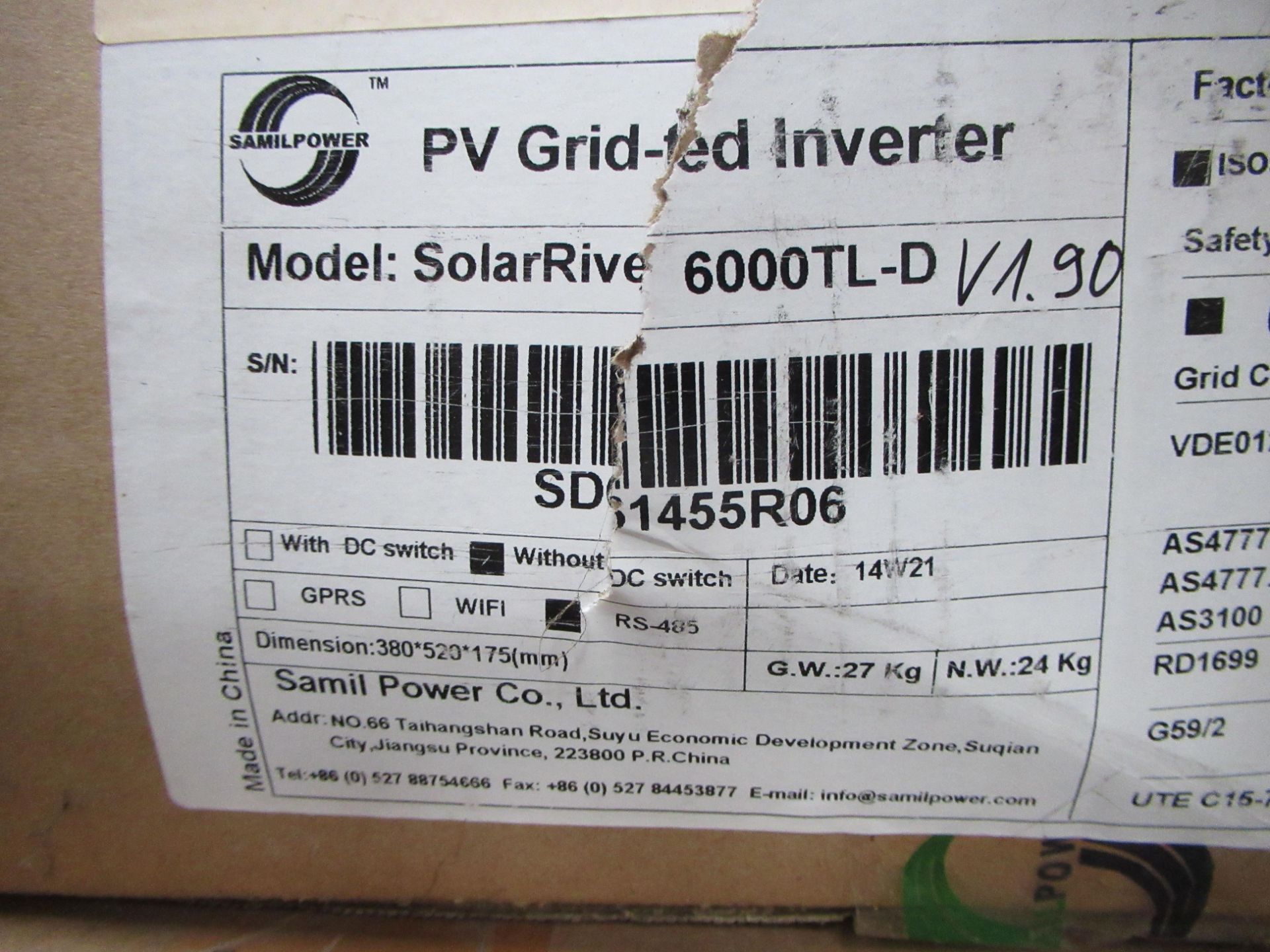 Samil Power Solarlake 6000TL Grid Inverter - Image 2 of 6