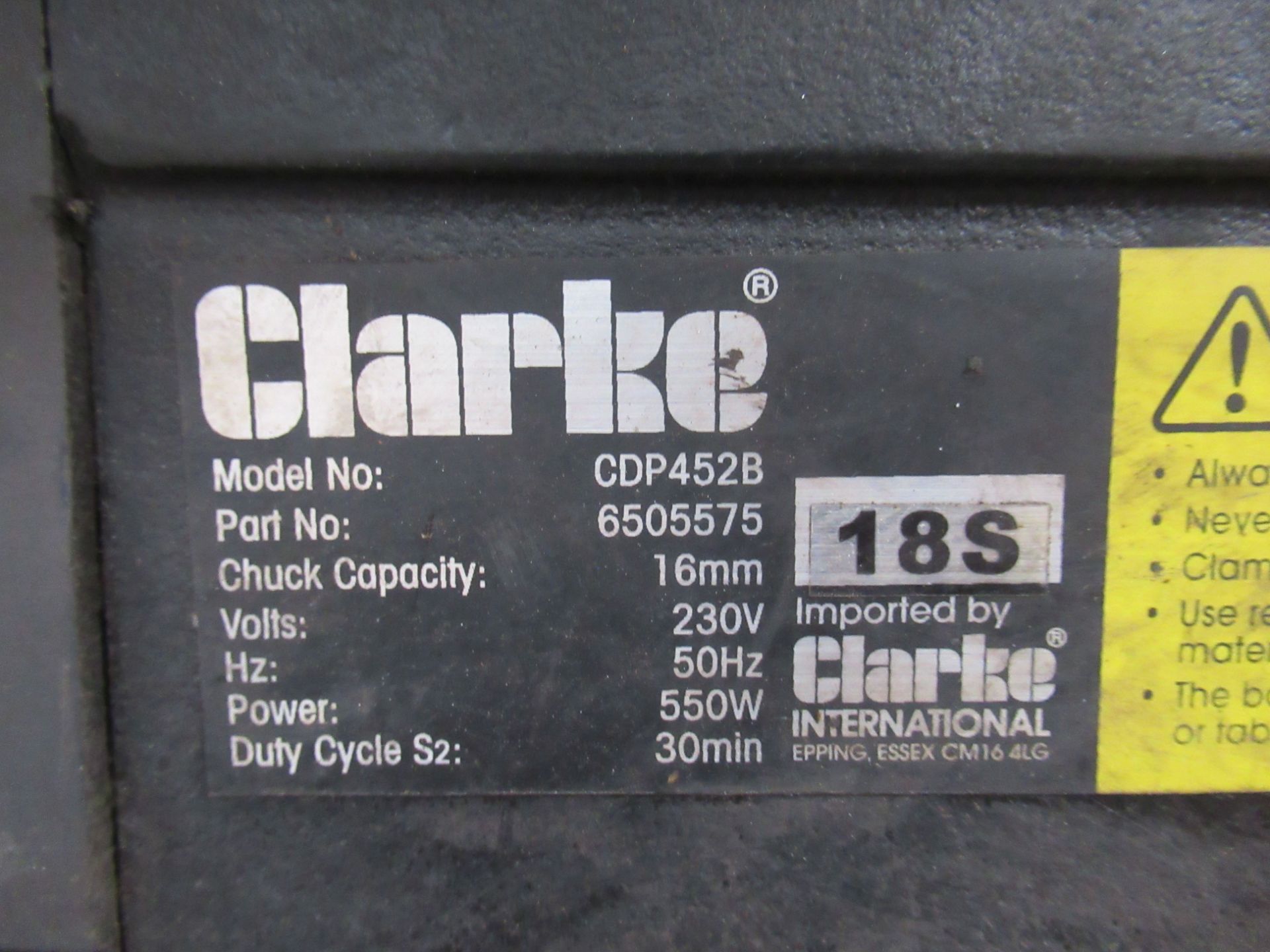Clarke 'Metalworker' CDP452B Pedestal Drill - 230V - Fabricated to frame - Image 2 of 4