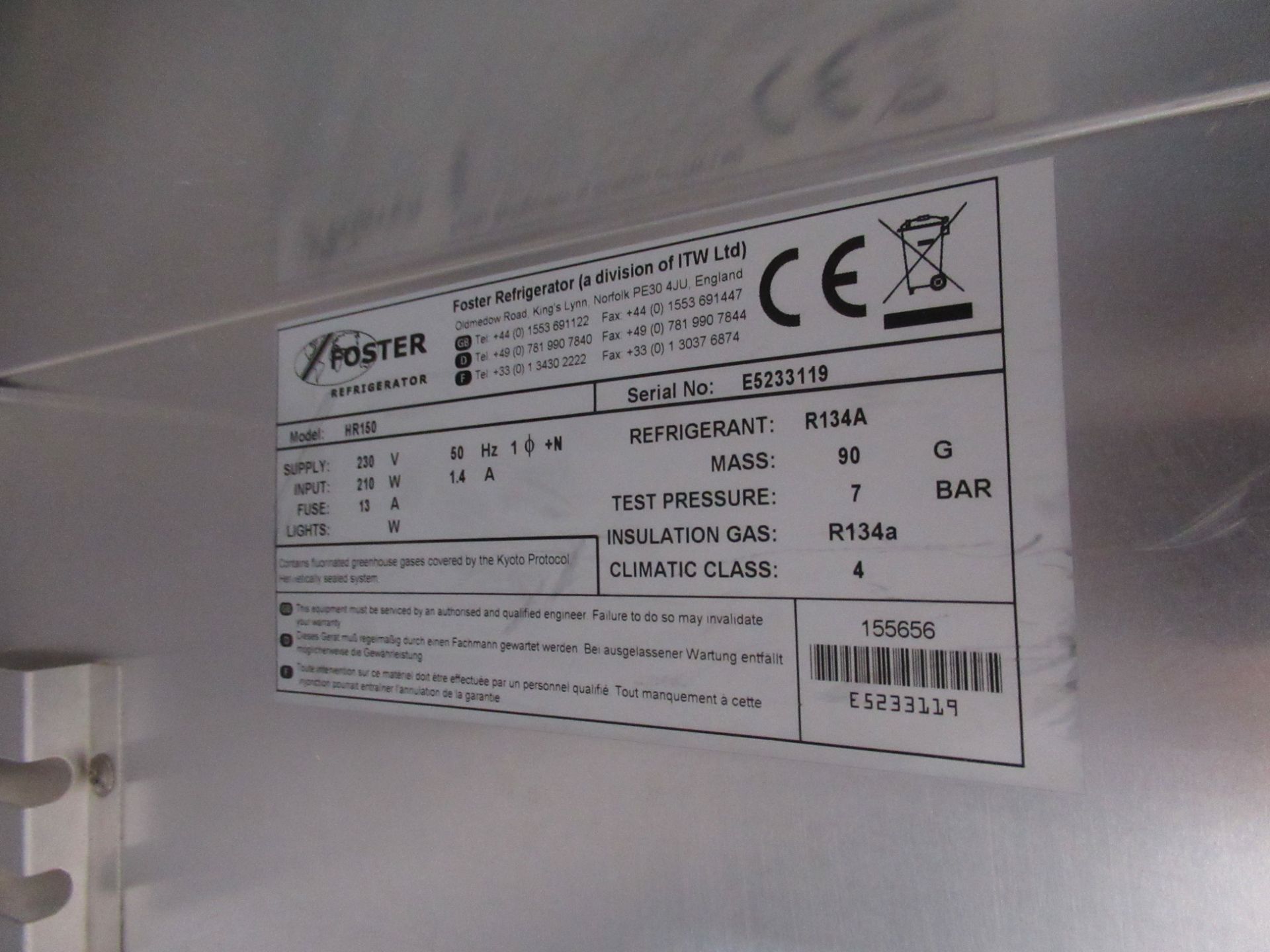 Foster HR150 Undercounter Refrigerator - Image 4 of 4