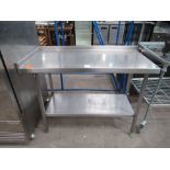 Stainless Steel Two Tier Prep Table with splashback