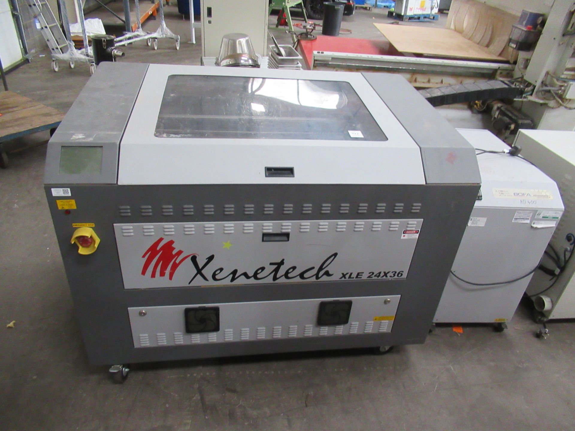 An Xenetech XLE 24 x36 Lazer Engraver come with a Bofa advantage filter unit