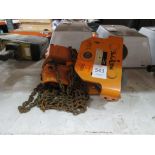 A Kito Corp 1/2 Ton Block & Tackle Complete with Beam Roller - see photos