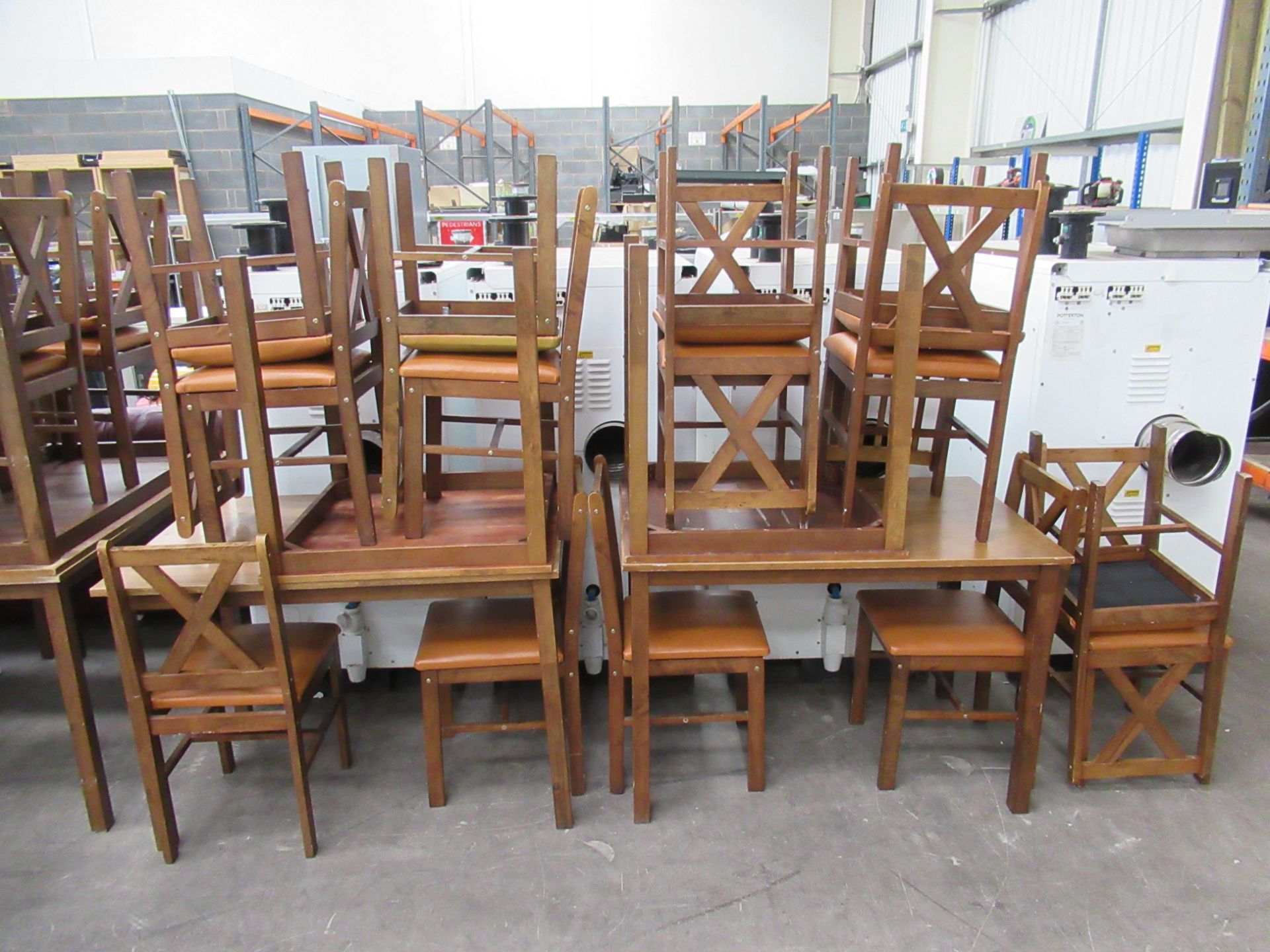 4x Dining Tables (2- 1100 x 700 x 750mm, 2- 690 x 690 x 750mm) and 14x Dining Chairs