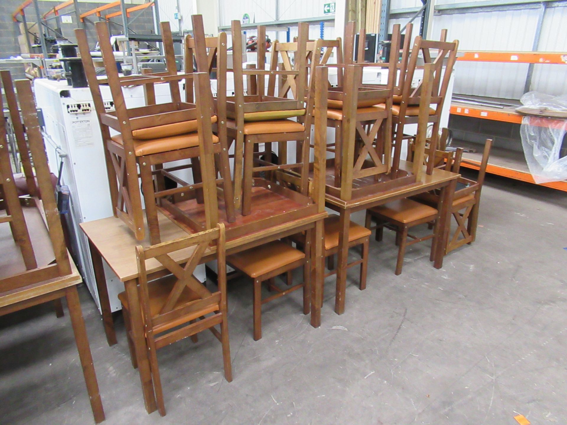 4x Dining Tables (2- 1100 x 700 x 750mm, 2- 690 x 690 x 750mm) and 14x Dining Chairs - Image 2 of 5