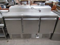 King Refrigeration Stainless Steel Three Door Preparation Cabinet