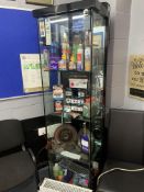 Display Cabinet & Contents inc. Automotive Chemicals, Automotive Bulbs and Rack & A Set of Parts Dra