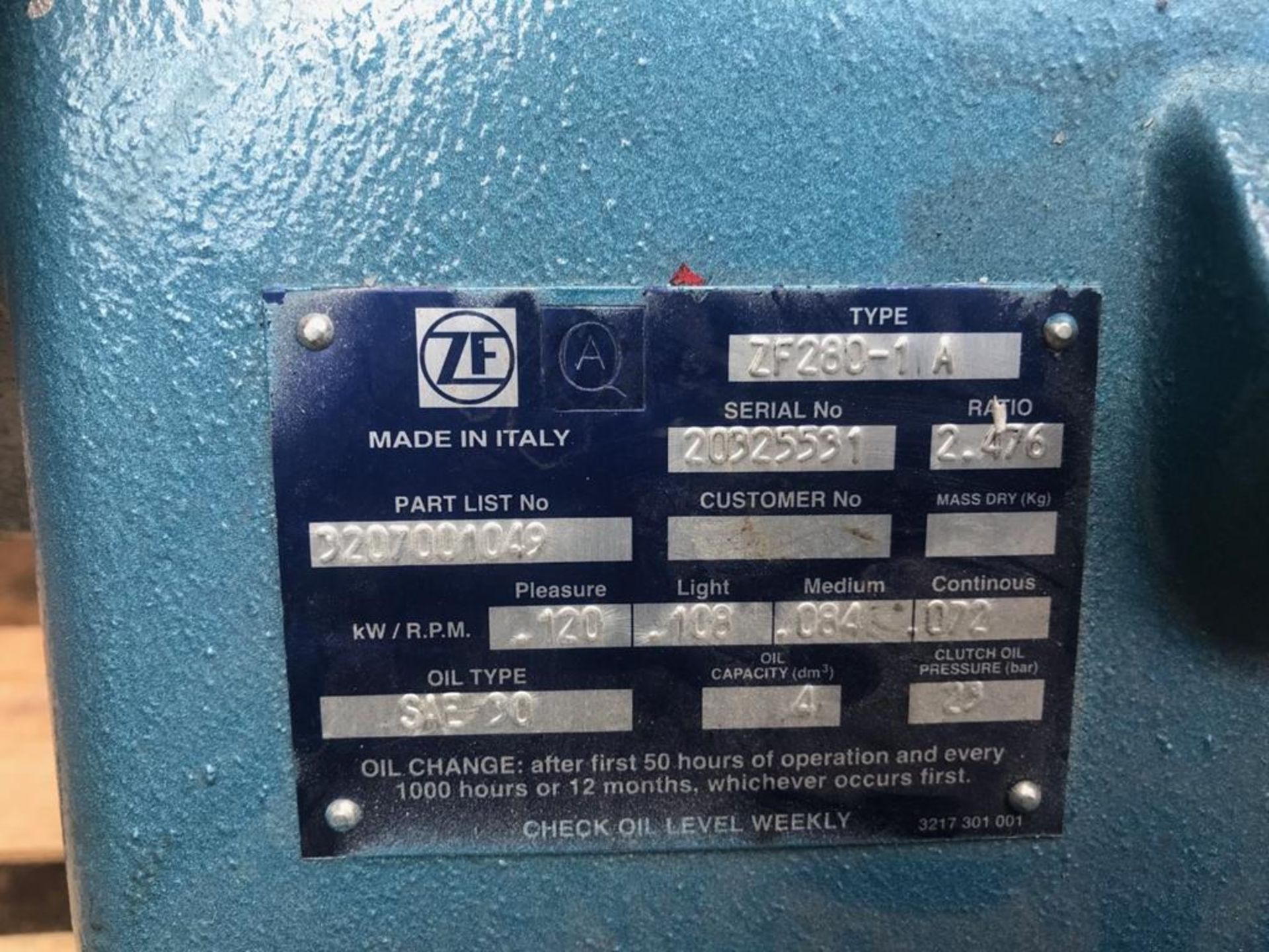 Marine Gearbox: ZF 280 1A Ratio 2.476:1 New - Image 5 of 5