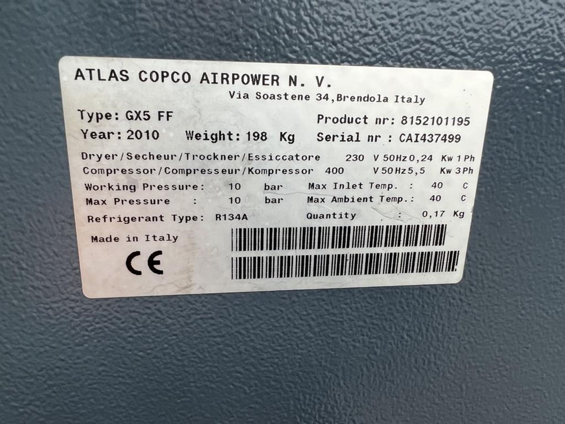 Compressor: Atlas Copco - Image 5 of 8