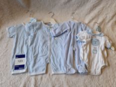 4 x Sardon Various Blue & White Sleepsuit, Babygro