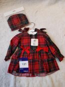 3 x Caramelo Kids Red Tartan Dress & Hat set (1 x