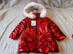 Caramelo Kids Red Hooded Coat, with fur trim, Age