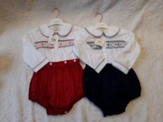 2 x Caramelo Kids Shirt/ Romper, Navy & Red, both