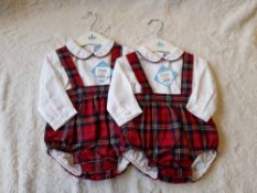 2 x Sardon Tartan Romper Suit with White Shirt (1