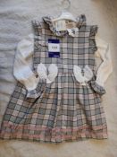 Caramelo Kids Pink & Grey Checked Pinafore with Wh