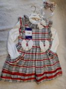 2 x Caramelo Kids Red & Grey Checked Pinafore with