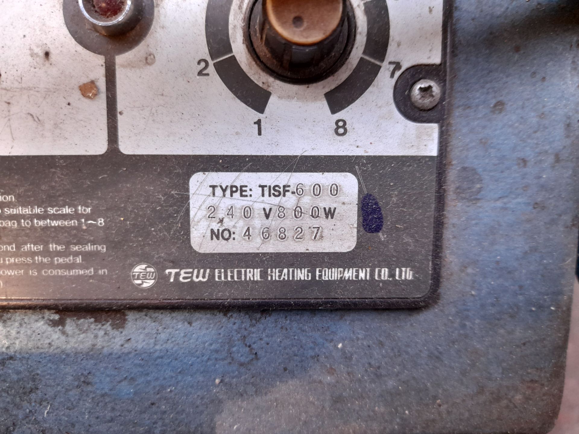 TEW Type TISF600 heat sealer, s/n 46827, 240v - Bild 3 aus 3