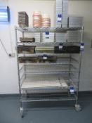 Mobile 8 Shelf Wire Storage Rack, 1.2 x 0.6 x 1.77m High and 2 Spare Shelves in Outbuilding (Content