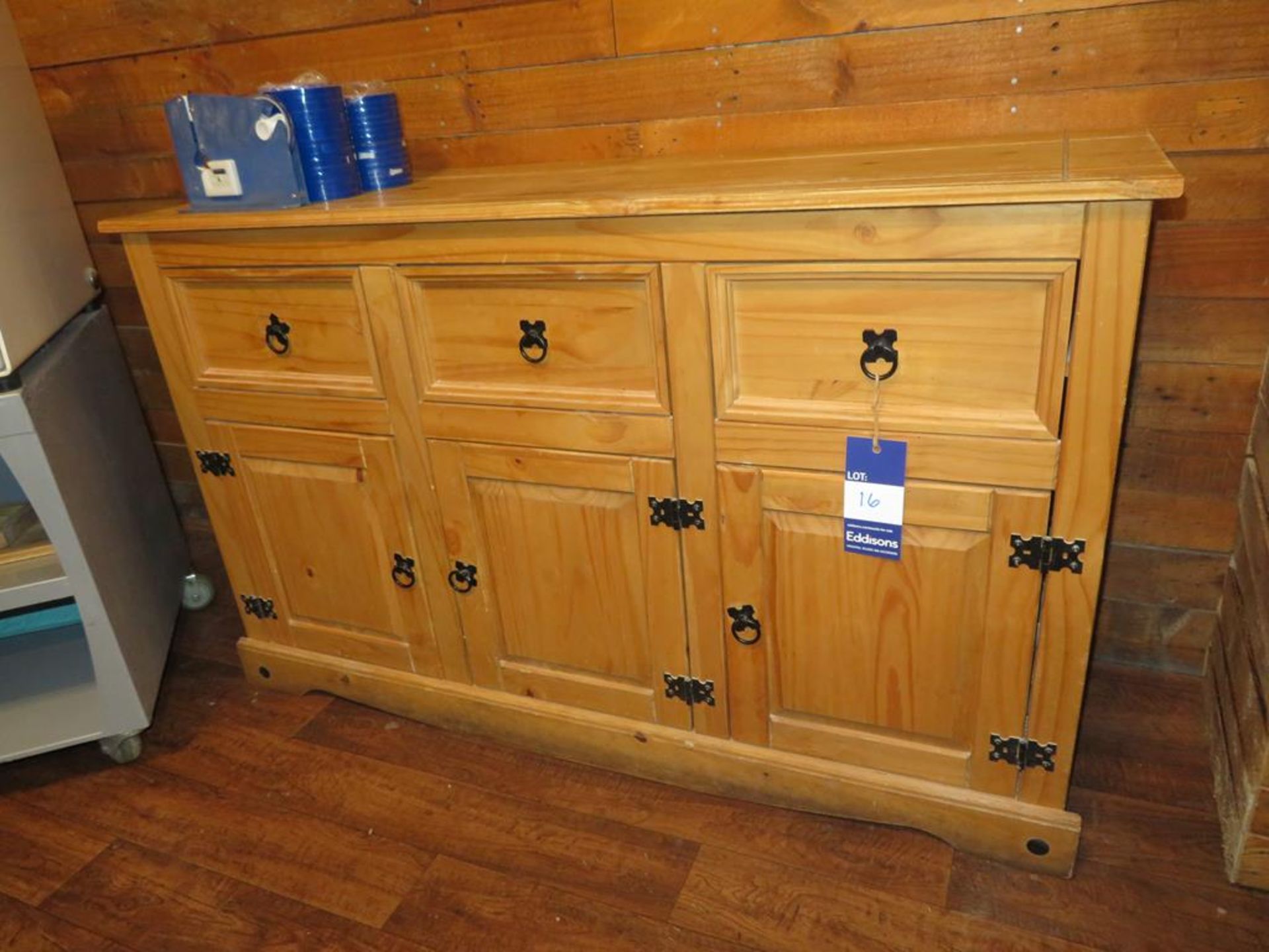 Stripped Pine 3 Door/3Drawer Sideboard 1.33 x 0.43 x 0.8m and contents inc Crockery and Cutlery - Image 2 of 5