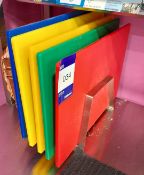 5 x Chopping boards, with metal rack