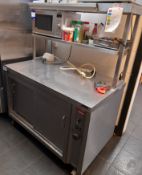 Unbadged mobile stainless steel plate warming cupboard with shelving (Approx. 1200 x 1550)