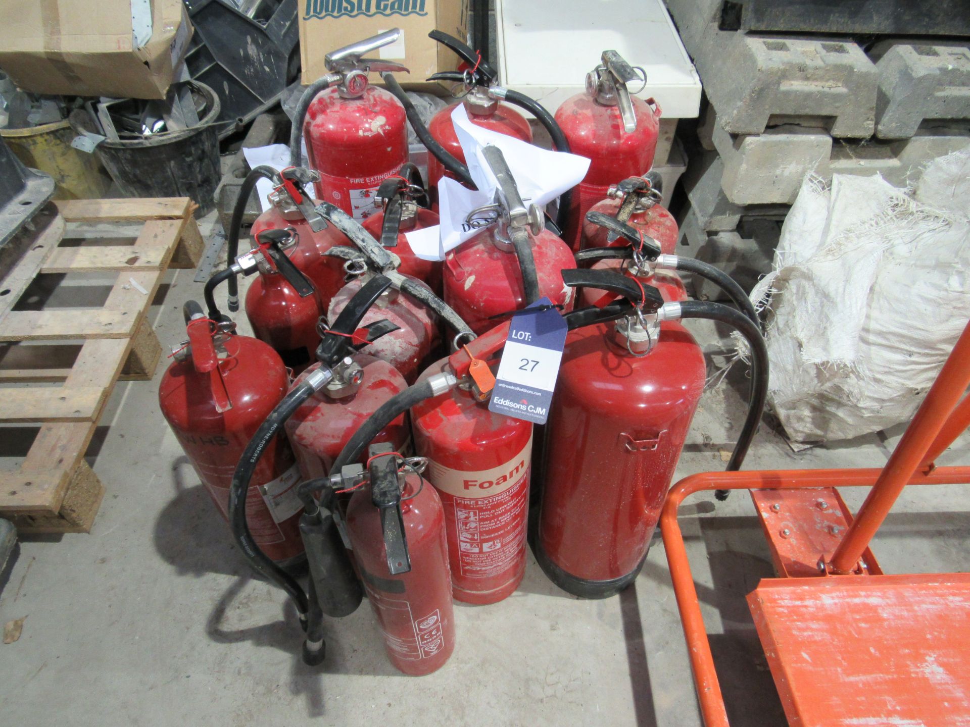 16 Various fire extinguishers