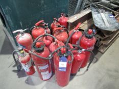 16 Various fire extinguishers