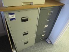2 various metal 3 drawer filing cabinets