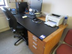 Rectangular work desk with left and right underdesk fitted drawers