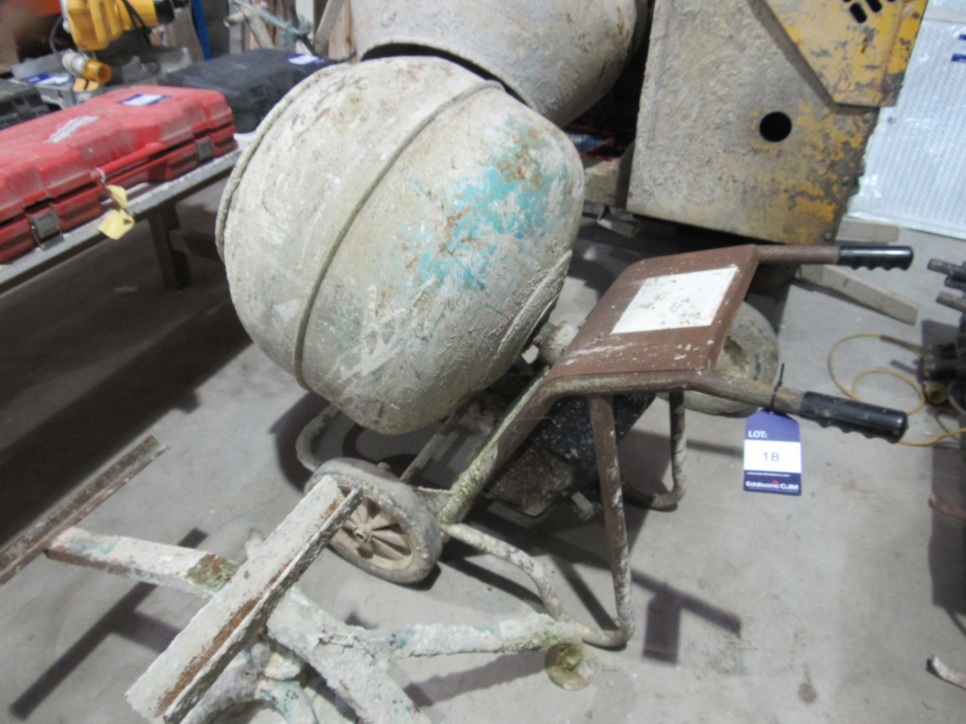 Unbadged 110v cement mixer with stand - Image 2 of 6