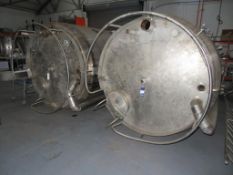 3 x Stainless Steel Jacketed CIP Tanks 2100mm Dia x 2400mm High on 1700mm High Legs, with Control Pa
