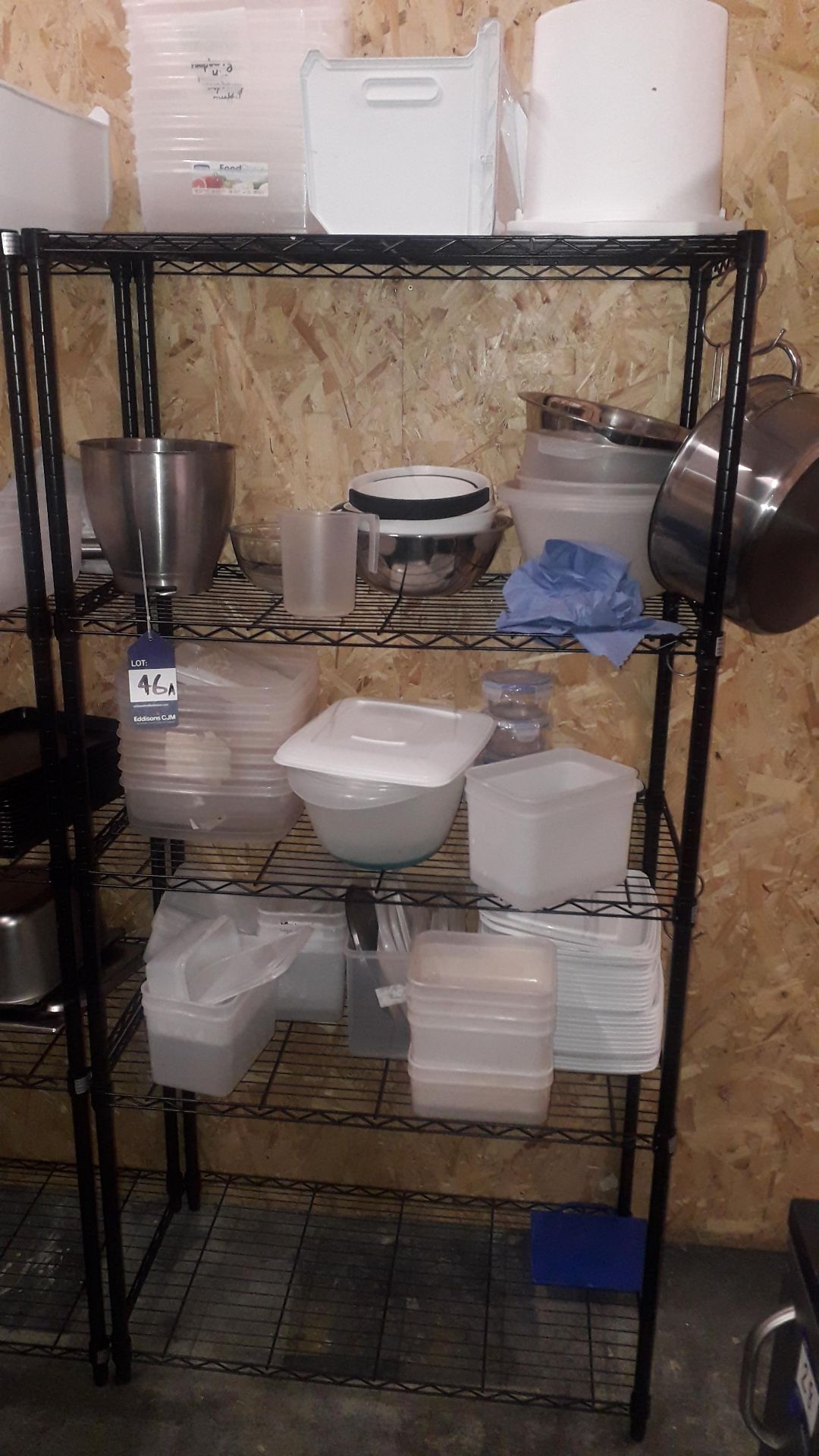 2 bays of adjustable Wire Shelving & contents of plastic containers & various cookware - Image 2 of 3