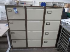 3 x Four Drawer Metal Filing Cabinets (1 x Bisley, 1 x Samas Vikers) all H1330mm , W470mm, D620mm