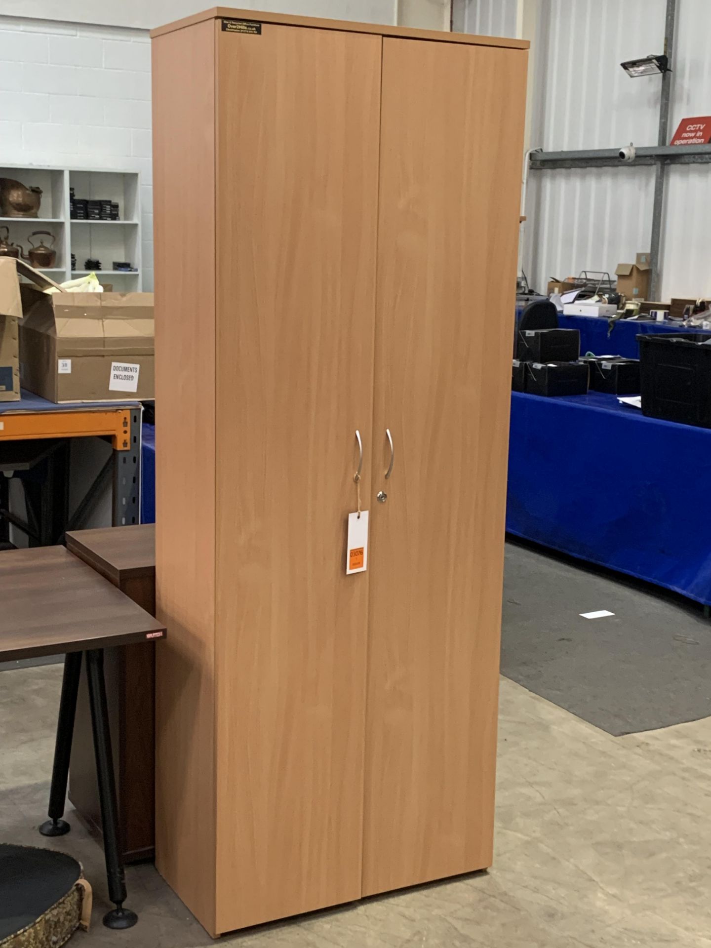 Two Tall Door Light Wood Effect Office Cabinets (H2020mm x W740mm x D420mm)