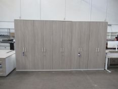 A six door triple cabinet (H2220mm x W 240mm x D450mm) and a four door double cabinet (H2200mm x W16