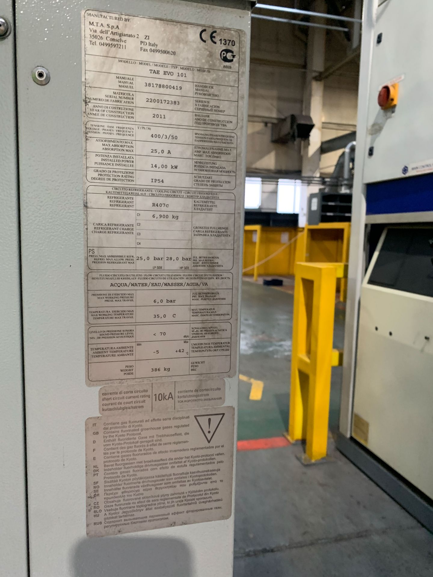 2011 Industrial Cooling TAE Evo 101 Water Chiller - Image 4 of 4