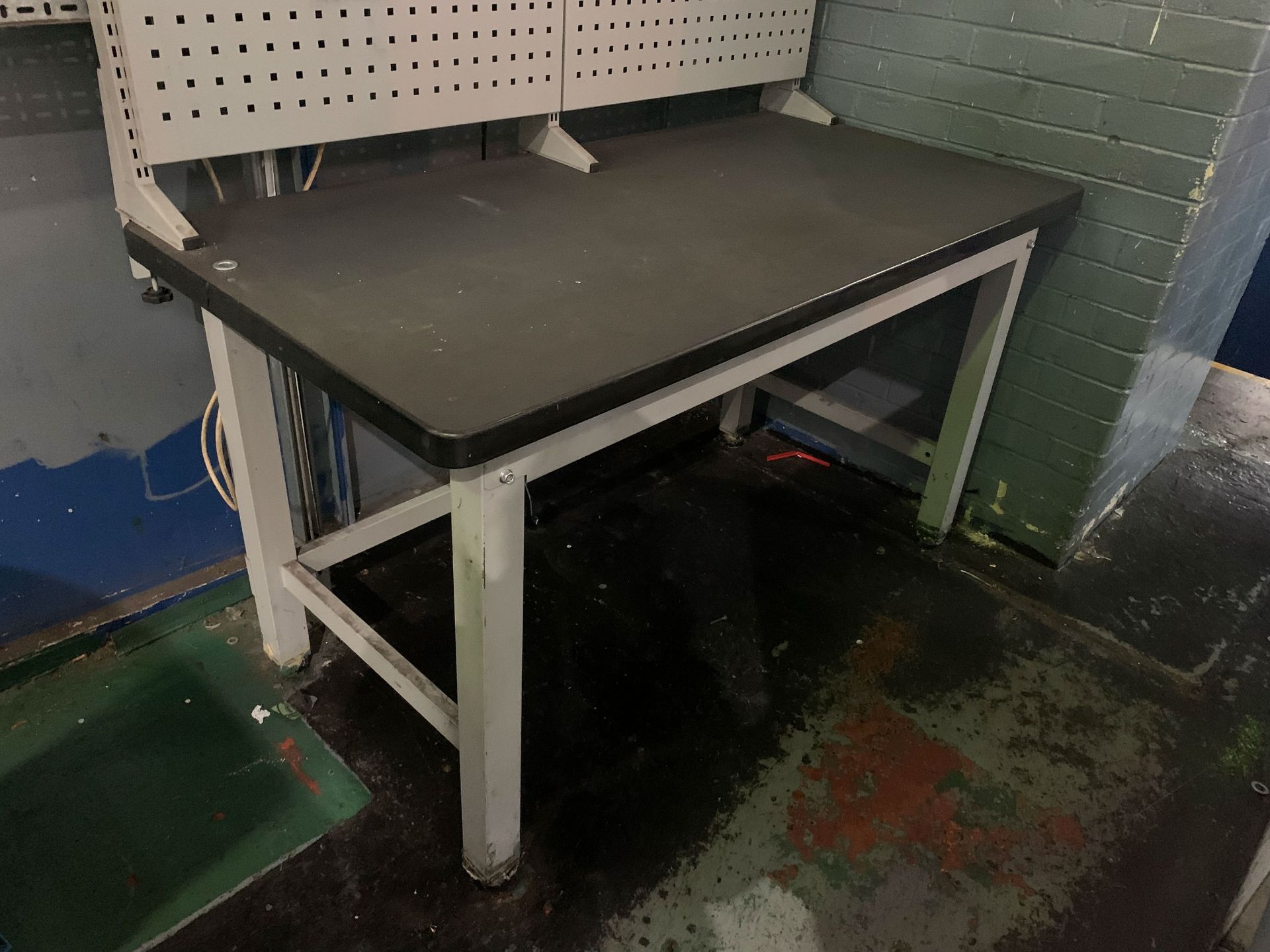 Steel Work Table with Back Panel, part bins. - Image 3 of 13