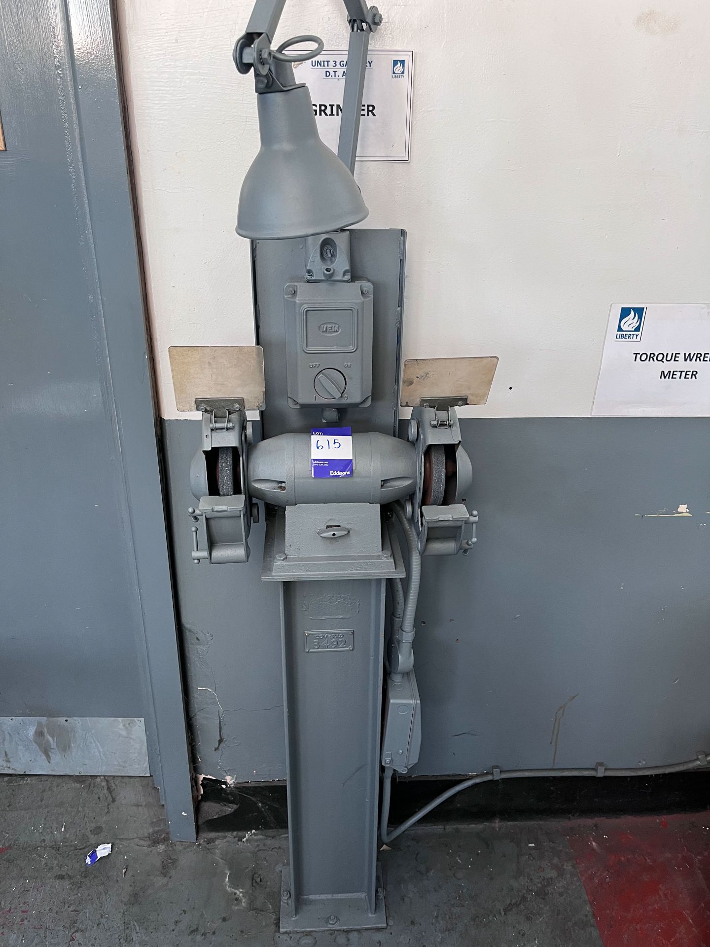 Powdercoated Twin Head Pedestal Mounted Grinder - Image 2 of 4