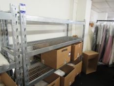 Metal storage racking bay with wire shelves