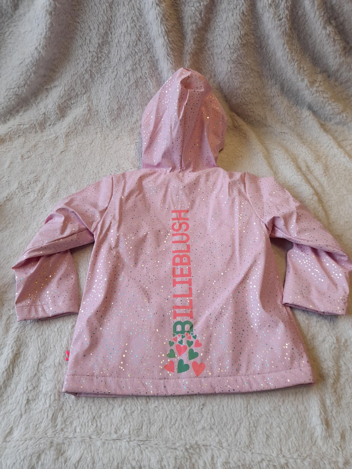 Billieblush Pink & Glitter Dotty Hooded Raincoat, - Image 2 of 6