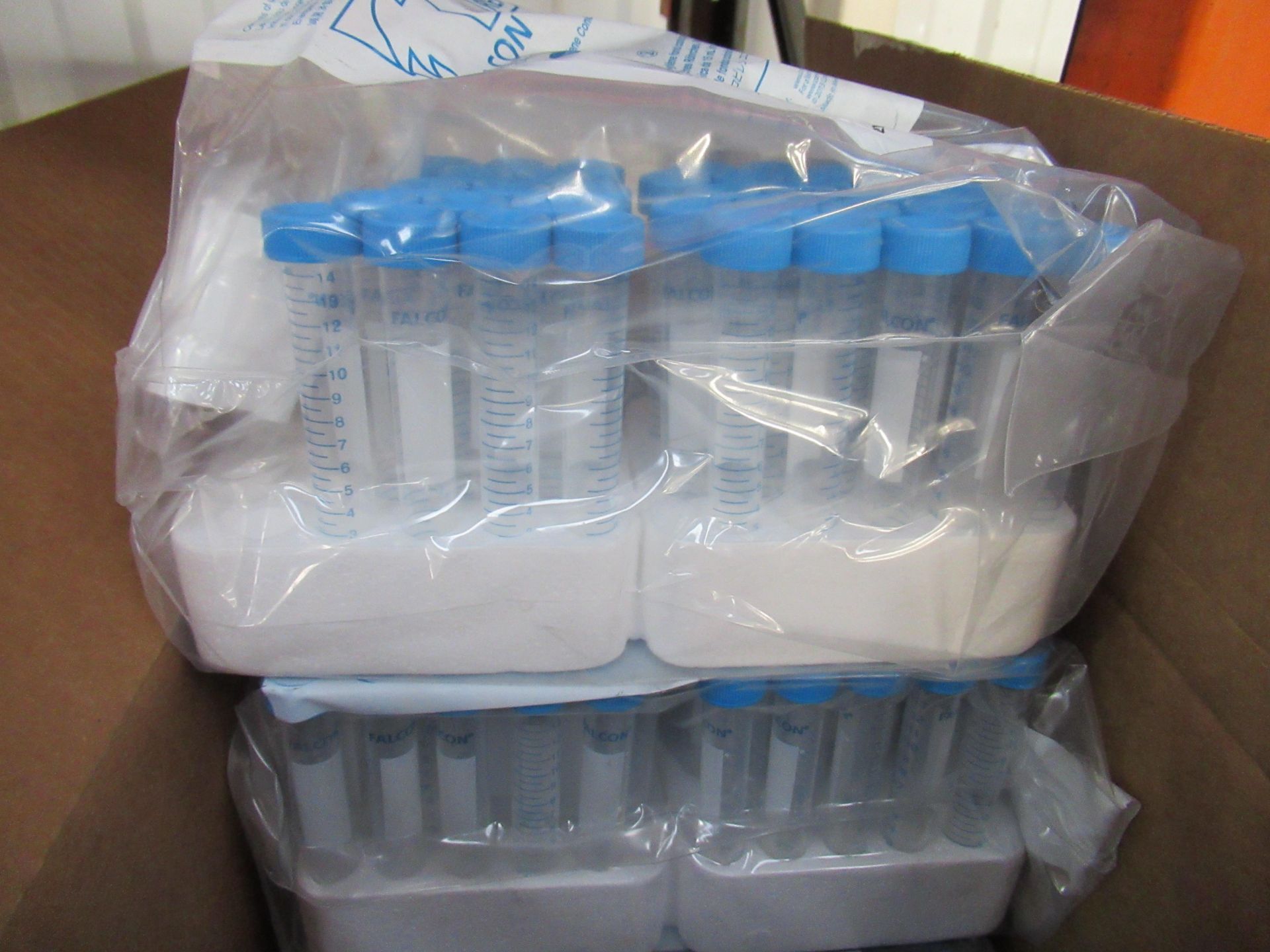 Approx. 1000x (2x boxes) 15ml polypropylene conical tubes (17mm x 170mm)