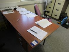 Rectangular desk with upholstered chair