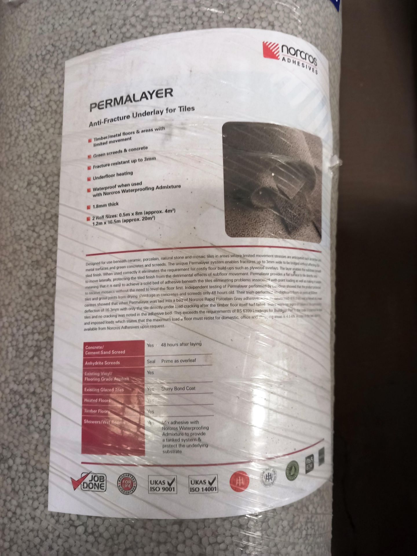 3 x full, 1 x part roll of Narcros permalayer underlay 1.8mm thick (1.2x16.5m) - Image 2 of 2